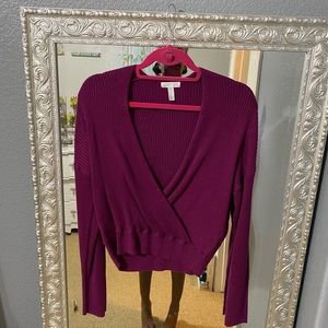 Soft Plum color wrap sweater.